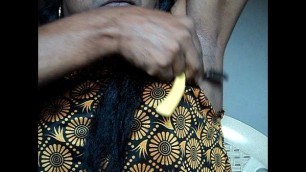 Indian girl shaving armpits hair by straight razor&period;&period;AVI