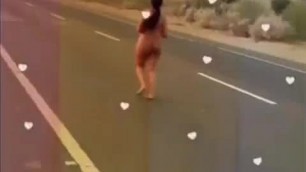 Indian daring desi walking nude in public road in daytime