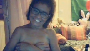 Aziza masturbates in front of her TV
