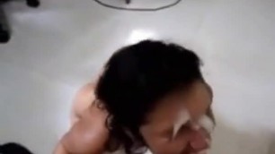 Indian girl blowjob and HUGE wads of cream on her face