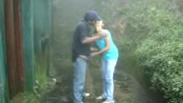 Indian Girl Sucking and Fucking Outdoors in Rain